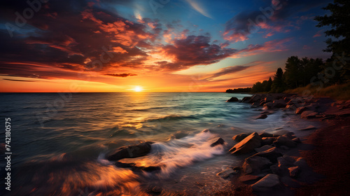 Fantastic summer or autumn day at Lake Michigan   