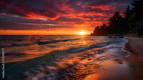 Fantastic summer or autumn day at Lake Michigan   