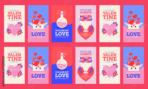 happy valentine day social media template vector flat design