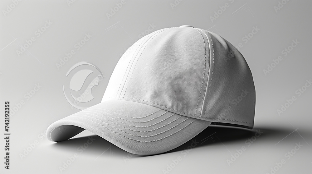 White baseball cap, Realistic white baseball cap mockup for branding and corporate identity design. Template on a white background, Ai generated image White baseball cap, Realistic white baseball cap mockup for branding and corporate identity design. Template on a white background, Ai generated image