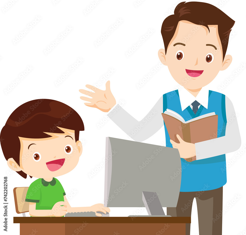 teacher and student learn computer teacher and student learn computer
