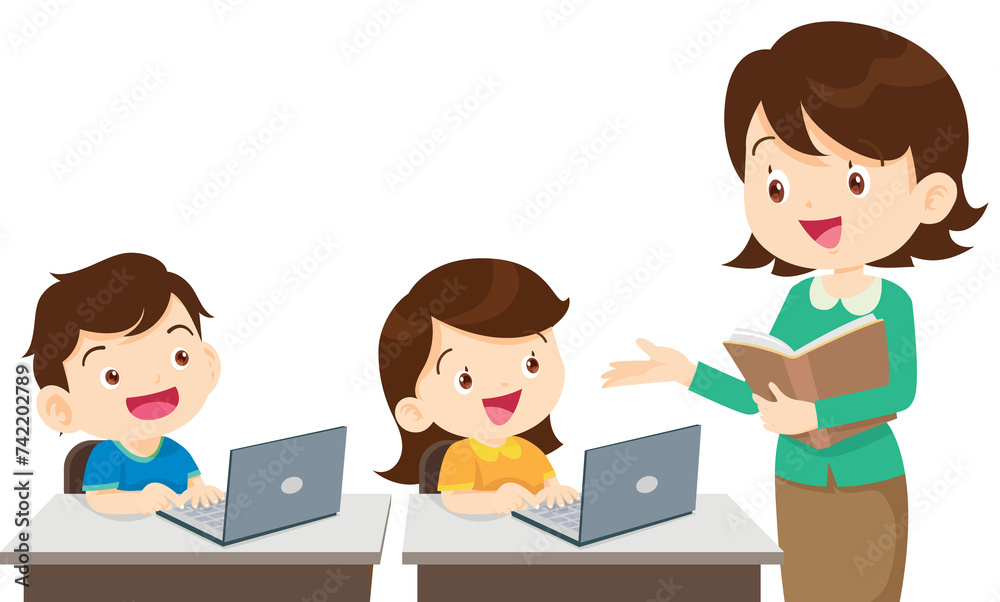 teacher and student learn computer teacher and student learn computer