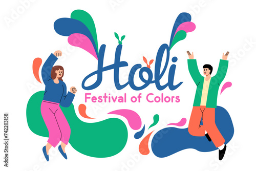 Holi festival of colors greeting card illustration