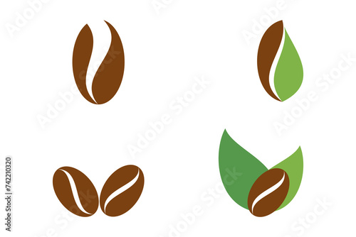 This is a bundle of coffee and leaf icons suitable for use as icons or logos for food companies, drinks, cafes, baristas, coffee shops, packaged coffee, packaged drinks