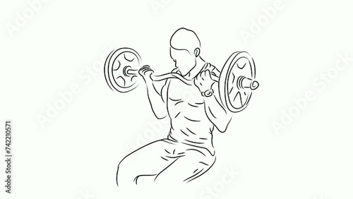 Video line art of someone lifting a barbell