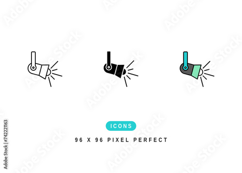 Spotlight Icon. Stage Light Spot Pictogram Graphic Illustration. Isolated Simple Line Icon For Infographic, App and Web Button.