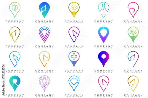 modern pin location abstract logo 