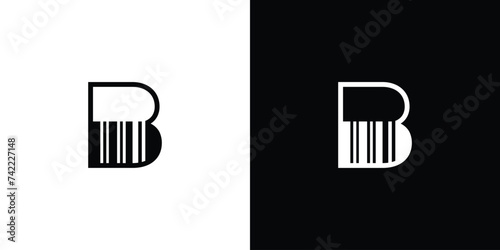 Unique and modern B barcode logo design