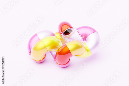 3D rendering, abstract bright figure . Colorful creative wallpaper with layered effect