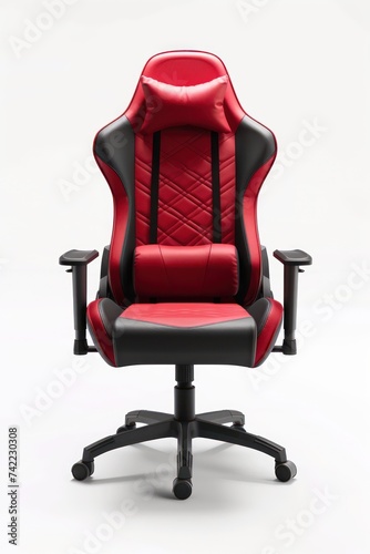 Red and black gaming chair, isolated on a white background