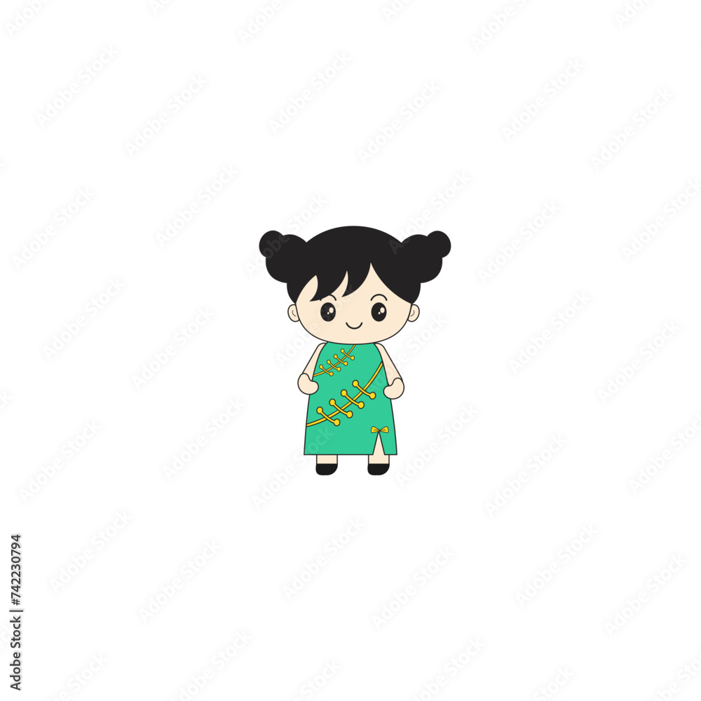 Vector pose of little boy celebrating Chinese New Year illustration Vector pose of little boy celebrating Chinese New Year illustration
