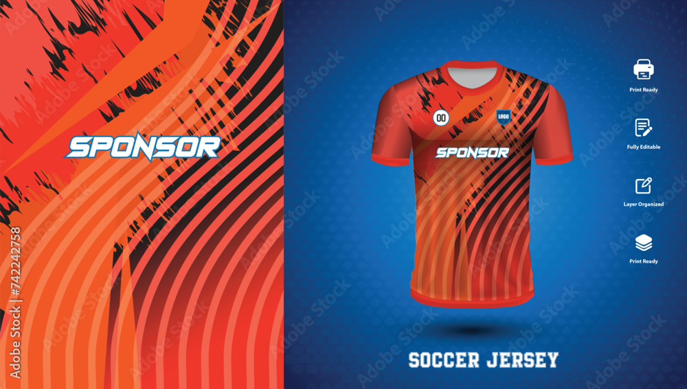 Vector soccer jersey design for sublimation or sports tshirt design for cricket football
Vector soccer jersey design for sublimation or sports tshirt design for cricket football