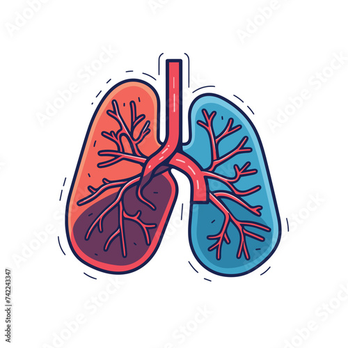 Human lungs flat design vector illustration