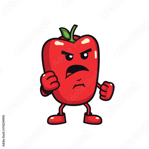 cute cartoon chili boxer flat design vector illustration