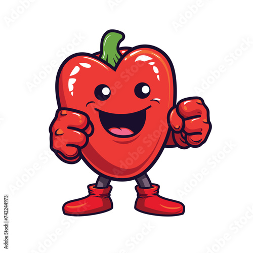 cute cartoon chili boxer flat design vector illustration