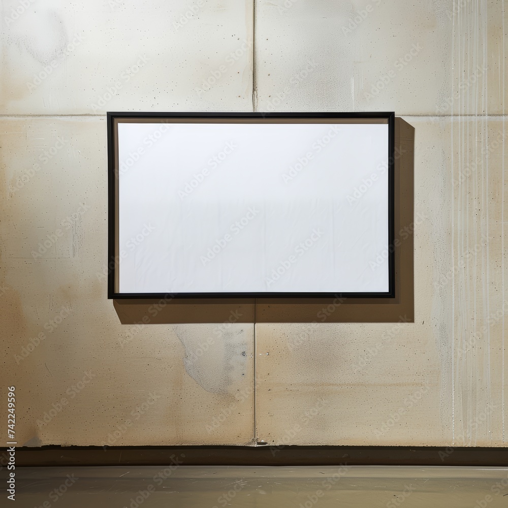 Empty Wall Art Frame Mockup in Minimalist Setting Empty Wall Art Frame Mockup in Minimalist Setting