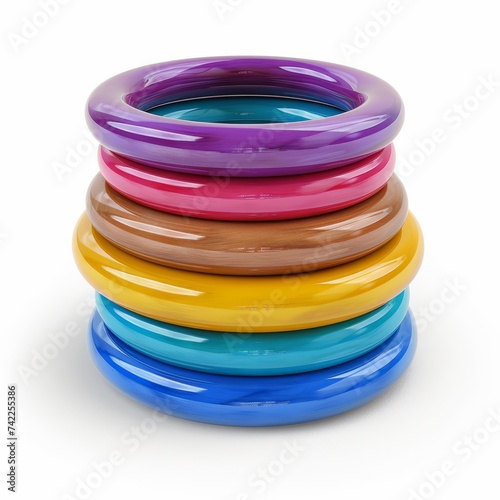 Colorful Wooden Stacking Rings, on isolated white background, Generative AI