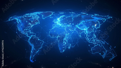 World map future network, global digital map, #742259976