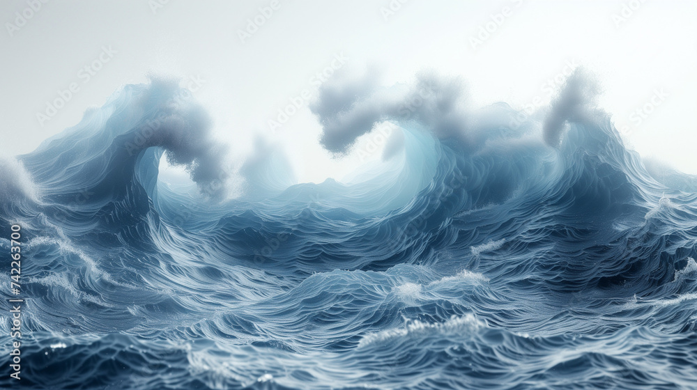 blue background with waves, Ocean waves isolated on white background, Ai generated image blue background with waves, Ocean waves isolated on white background, Ai generated image