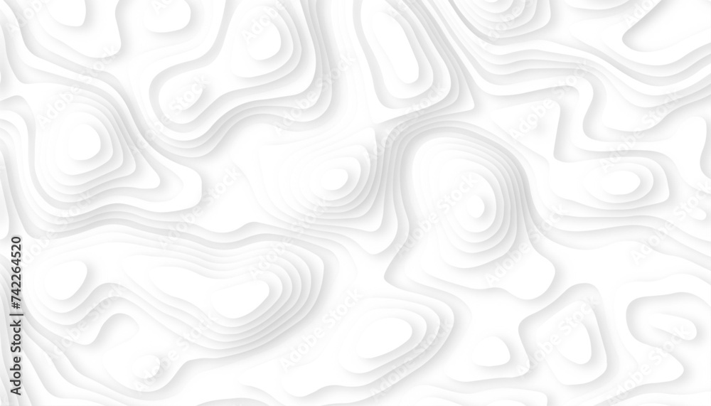 abstract wavy pattern 3d papercut white, soft smooth lines curving to form a surface of light and shadow,