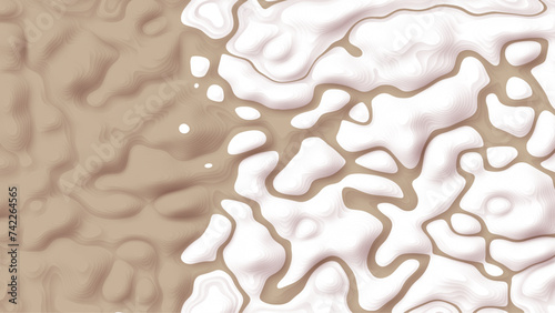 Abstract realistic papercut decoration textured with wavy layers. Paper cut topography relief imitation