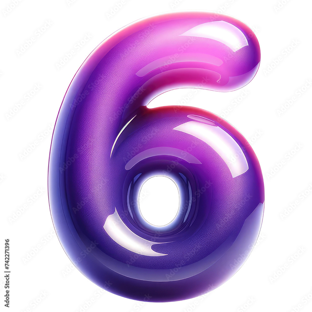 Glossy Purple Number 6 Glossy Purple Number 6