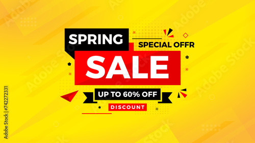 Spring Sale Promotion Banner template. spring offer sale label and discounts background. spring Promotion marketing poster design for web and Social.