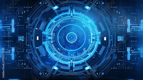 Future technology circle background on blue background, technology circle futuristic scene illustration
