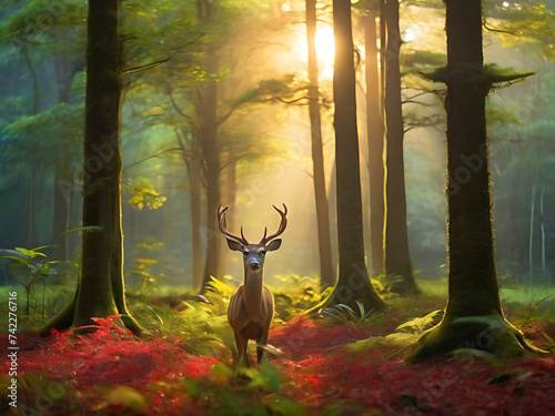 deer in the woods photo