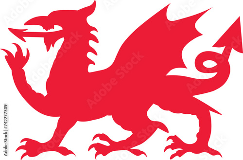 Red welsh dragon vector design. Welsh dragon design.