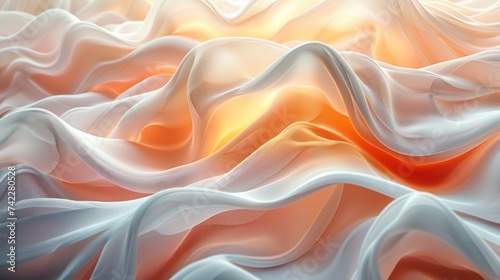 Abstract White and Orange Waves