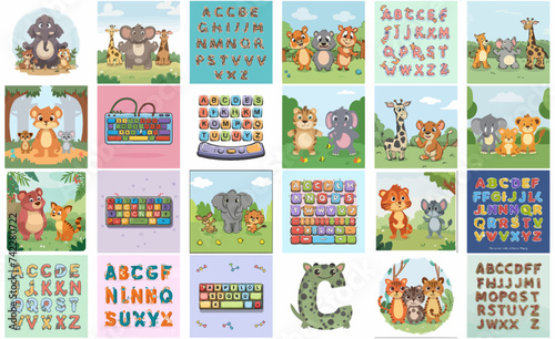 2d vector illustration for  learning cartoon character design for letters of the English language
