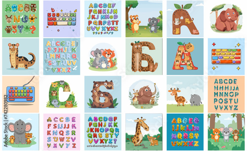 2d vector illustration for  learning cartoon character design for letters of the English language