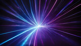 Blue and violet beams of bright laser light shining on black background. Background illustration