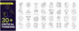 Critical thinking Editable Stroke icon set. Containing think, problem-solving, analysis, reasoning, evaluation, experience, research, logic and listening icons. Editable Outline icon collection.