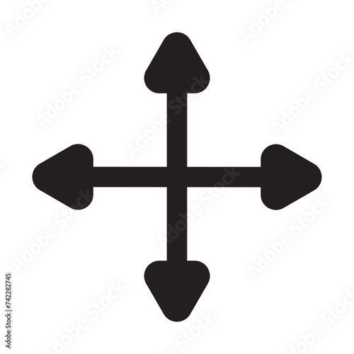 Arrows in four directions. Four side arrow icon. Arrow icon illustration vector sign symbol for your project. Flat design style. Vector illustration design with white artboard