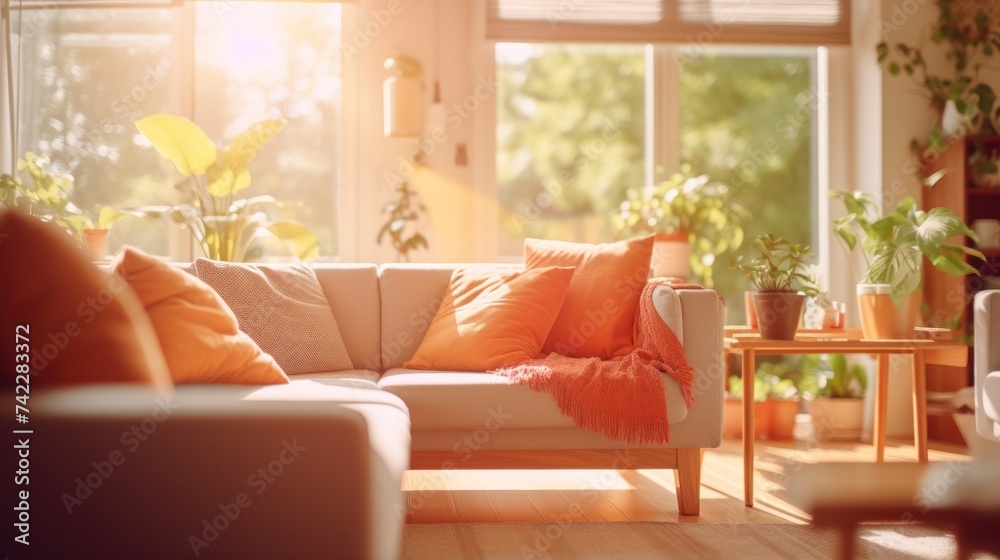 Fototapeta premium Well-Furnished Living Room With Abundant Windows