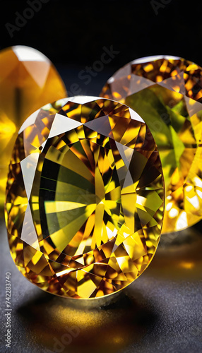 Citrine Gemstone  Precious  Yellow  Luxury  Gem  Sparkle  Glitter  Expensive  Rare  Shiny  Elegant  AI Generated