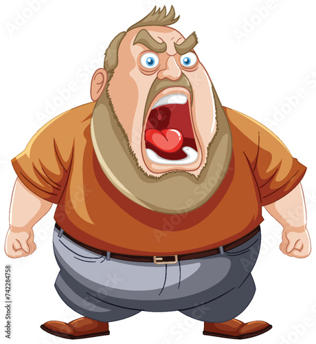 Cartoon of a man yelling with visible anger