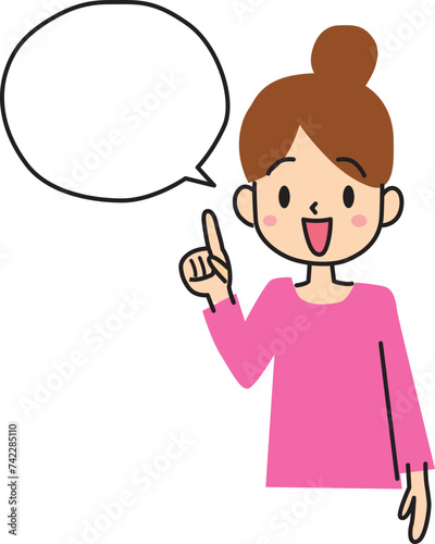 woman with bubble. Vector Illustration. Female ponting bubble.