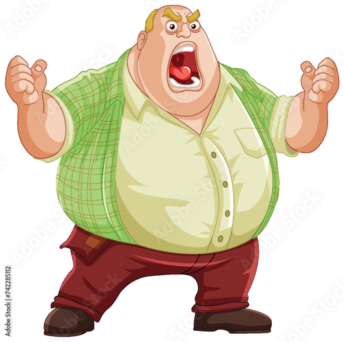 Cartoon of a man yelling, dressed in casual clothes.