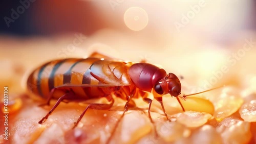 close up of a bed bugs on human skin