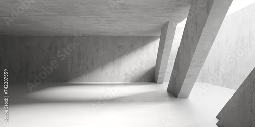 Fototapeta Naklejka Na Ścianę i Meble -  Abstract empty concrete interior. Minimalistic dark room design template