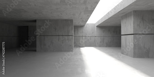 Fototapeta Naklejka Na Ścianę i Meble -  Abstract empty concrete interior. Minimalistic dark room design template