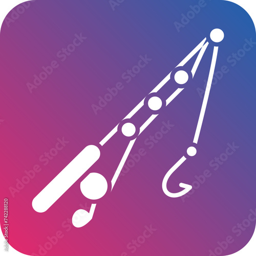 Fishing Line and Hook Icon Style