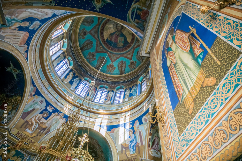 Interior of an Orthodox Christian church in Chisinau, Moldova