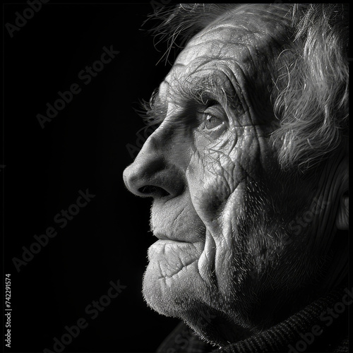 The Wisdom of Age: Thoughtful Old Man in Studio Light 