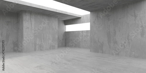 Grungy room with concrete walls. Old stone interior