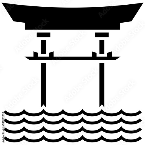De torii shrine glyph vector icon 