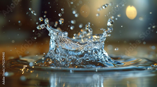In a dynamic explosion, a water splash emanates from a thrown stone, capturing the chaos of liquid in motion, frozen in time with intricate droplet details © Дмитрий Симаков